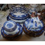 Early 20th century Royal Doulton Egerton part dinner service, in blue and white transfer printed