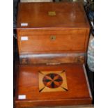 Three late 19th/ early 20th century wooden boxes, including a burr walnut and marquetry inlaid