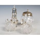 Collection of silver, to include a Birmingham silver sugar caster, Sheffield silver mounted clear