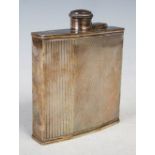 A George V silver hip flask, Birmingham, 1932, makers mark A.W, of slender octagonal form with