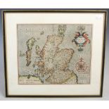 A 17th century hand coloured engraved map of Scotland, by Gulé Hole, Scotia regnum, [1610 or later],