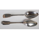 Pair of early 19th century Scottish provincial silver teaspoons, George Booth Aberdeen, fiddle