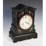 A 19th century Continental ebonised and brass inlaid cuckoo clock, the enamelled dial with Roman