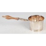 An 18th century English silver brandy warming pan, all marks rubbed, partial maker and assay mark,