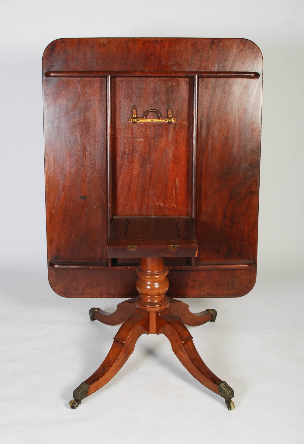 A 19th century mahogany tilt top breakfast table, the top of plain rectangular form on a turned - Image 5 of 5