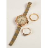 A vintage 9ct gold cased wristwatch