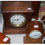 Two early 20th century mantel clocks, including a inlaid mahogany mantel clock with cream dial and