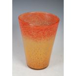 A Monart vase, shape OE, mottled red and peach coloured glass, 21cm high.