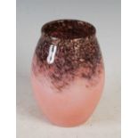 A Monart vase, shape MF, mottled purple and pink with typical whorls and gold coloured inclusions,