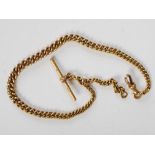 A 15ct gold Albert chain, with T-bar suspension, overall 36.5cm long, gross weight 46.2 grams.
