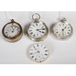 Collection of pocket watches, to include a Chester silver cased open faced pocket watch with Roman