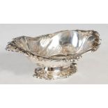 A George V silver bon bon dish, Birmingham, 1921, makers mark of B.G, oval shaped with embossed