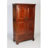 George III mahogany linen cupboard, with two panelled doors revealing a single hanging space with
