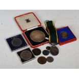 Coins and medals to include Lady Diana Spencer Commemorative Crown, five shilling coin, small bag of