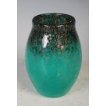 A Monart vase, shape MF, possibly a salesman's travelling sample, mottled black and green with