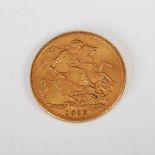 A George V gold Sovereign dated 1912.