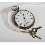 London silver cased open-faced pocket watch, Edwin Flinn, Allesley Road, London, number 18087.