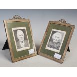A pair of early 20th century Birmingham silver mounted photograph frames, with ribbon tied
