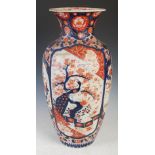 A large Japanese Imari porcelain vase, late 19th/ early 20th century, decorated with panels of