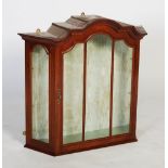 A 20th century Dutch mahogany wall-mounted display case, in the 18th century style with broken