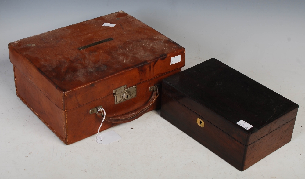 Late 19th/ early 20th century mahogany box containing an artist's paint set, the lid with red silk