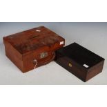 Late 19th/ early 20th century mahogany box containing an artist's paint set, the lid with red silk