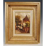 J Beekhout (20th Century Dutch School) Old Delft oil on panel, signed 18cm x 13cm framed
