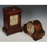 Two early 20th century mantel clocks, including a mahogany example of rectangular form with metal