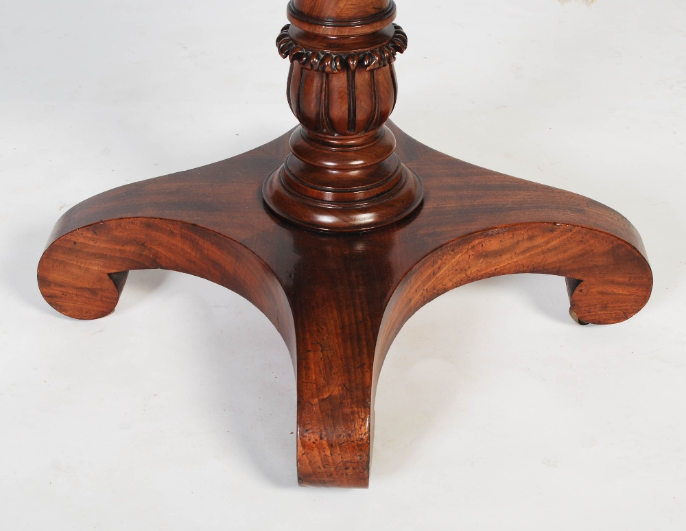 A 19th century mahogany drop leaf sewing / work table, the square top formed of two well figured - Image 3 of 8