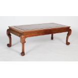 A Chinese darkwood Kang / low table, Qing Dynasty, the rectangular top with plain apron supported by