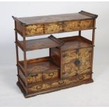 A Japanese lacquer Kazaridana / display cabinet, Meiji period, the top above a staggered arrangement