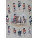 R. S. Main (Early 20th century Scottish School) Sketches of the military dress of the Seaforth