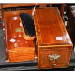 A 19th century mahogany and rosewood cross-banded tea caddy, with two tea compartments and a glass