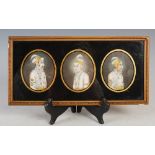 Framed group of three 19th century Indian ivory miniatures depicting Maharaja, Prince Salim,
