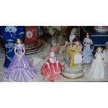Group of six lady figures, including a Royal Doulton 'Catherine' figure HN3044, Royal Doulton 'Goody