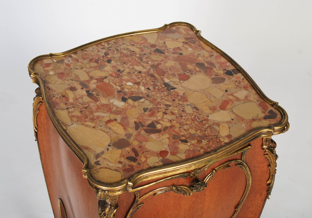 An early 20th century French oak and gilt bronze mounted marble topped bedside table in the manner - Image 2 of 8