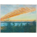 R Wilkie (20th Century Scottish School) Evening clouds over the loch oil on canvas, signed and dated