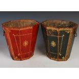 A pair of early 20th century English Morocco leather wastepaper baskets, made by 'The General