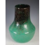 A large Monart vase, shape FB, mottled black and green with gold coloured inclusions, bearing