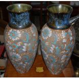 Pair of late 19th century Doulton Lambeth glazed stoneware vases, stamped 'Doulton Lambeth' with