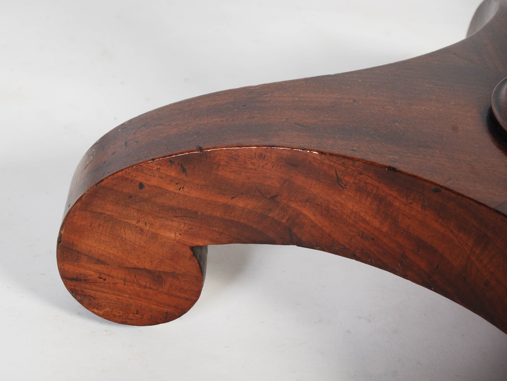 A 19th century mahogany drop leaf sewing / work table, the square top formed of two well figured - Image 4 of 8