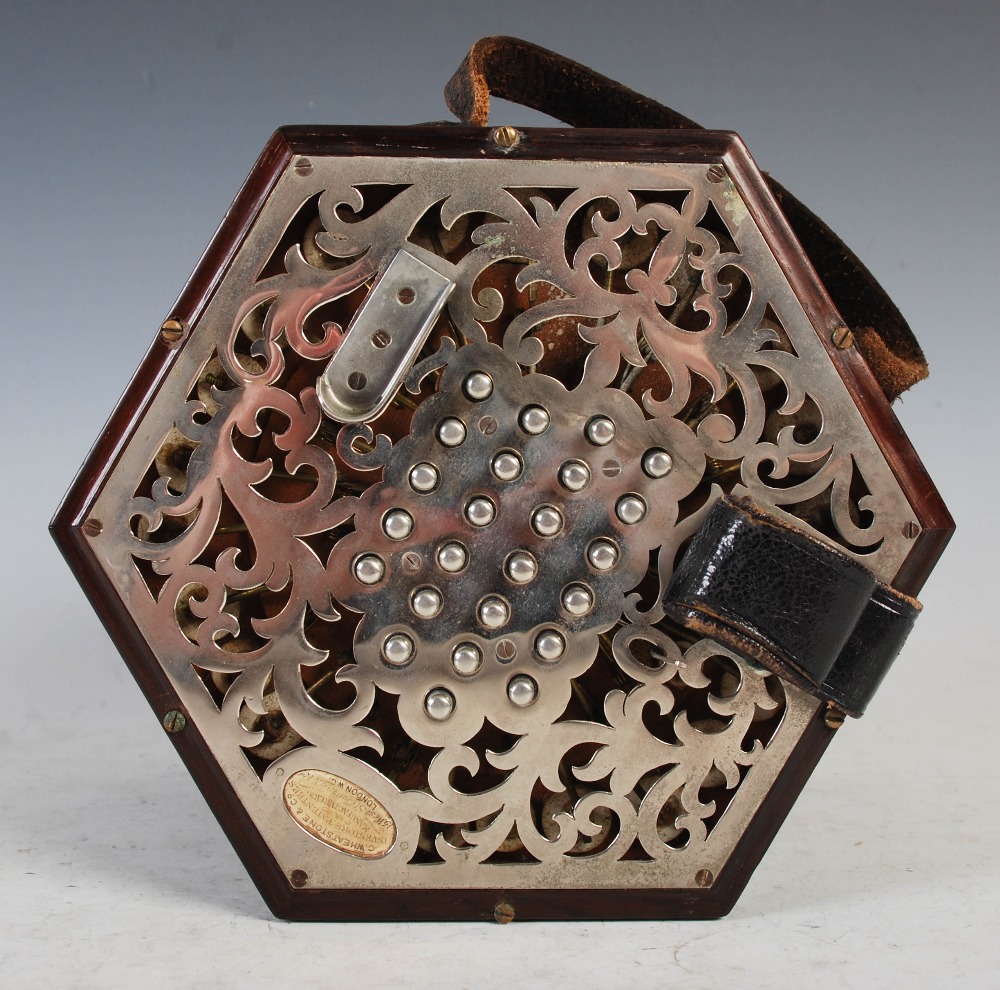 An early 20th century rosewood and nickel plated 48 key concertina, Charles Wheatstone & Co., - Image 2 of 10