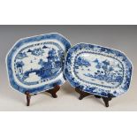 Chinese porcelain blue and white octagonal shaped serving dish, Qing Dynasty, decorated with