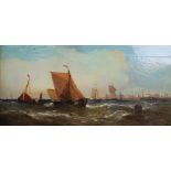 William Calcott Knell (1830 - 1880) Hauling in the Nets off Folkestone Oil on canvas, signed lower