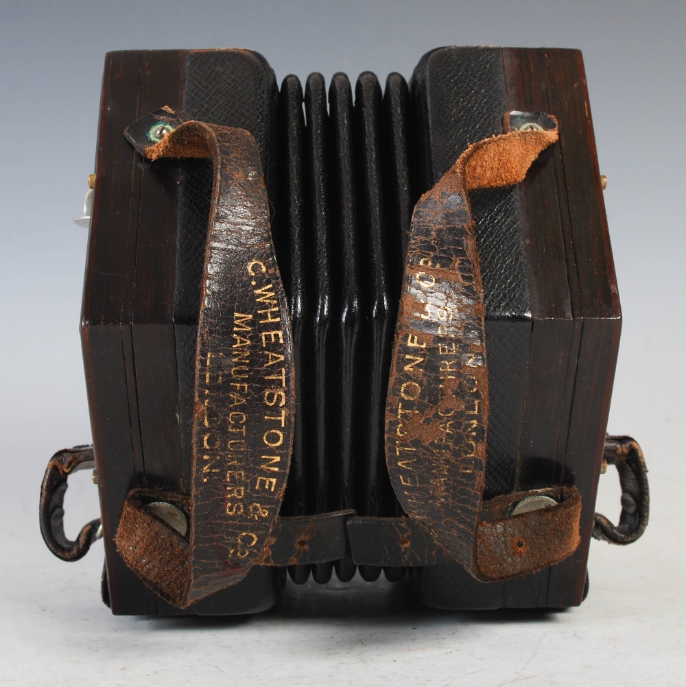 An early 20th century rosewood and nickel plated 48 key concertina, Charles Wheatstone & Co., - Image 6 of 10