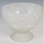 An Art Deco frosted glass bowl in the manner of Sabino, decorated in relief with repeating design of