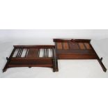 An early 20th century Art Nouveau mahogany double bed frame in the manner of Wylie & Lochhead,