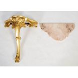 20th century marble-topped gilt wood console table, the serpentine pink marble top supported by a