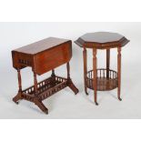 Two early 20th century mahogany occasional tables, one with two drop-leaves to either side on turned