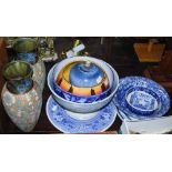 Group of mixed ceramics, including a Royal Doulton bowl pattern number D3416 with glazed sunset